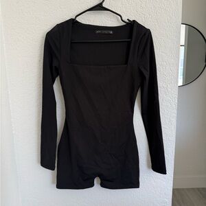 Vici Black Long Sleeve Square Neck Jumpsuit